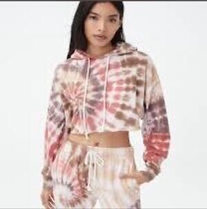 Aeropostale Tie-Dye Cropped Oversized Boyfriend Pullover Hoodie Size XL